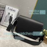 Copy L--V Black Aerogram Leather Takeoff Messenger Bag